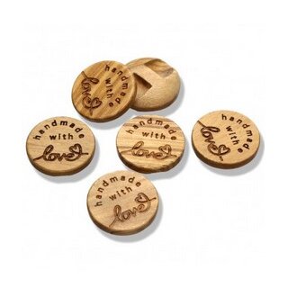 15mm Holzknopf "Handmade with love"