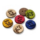 15mm Holzknopf "Hello mit Giraffe", lindgrün