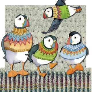 Karte "Four Woolly Puffins" WOOL25