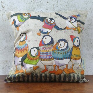 Baumwollkissen "Woolly Puffins"