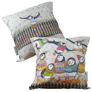 Baumwollkissen "Woolly Puffins"