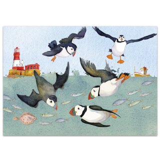 Postkarte "Diving Puffins"
