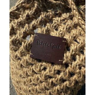 Lederlabel "PetiteKnit. Est. 2016"  Dunkelbraun