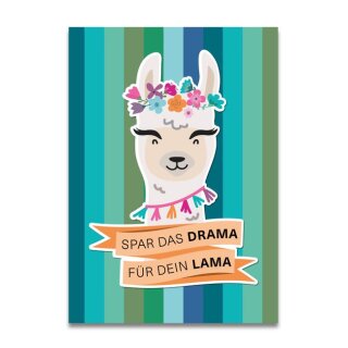 Postkarte "Spar das Drama für dein Lama"