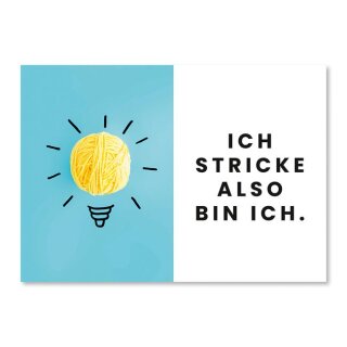 Postkarte "Ich stricke also bin ich"