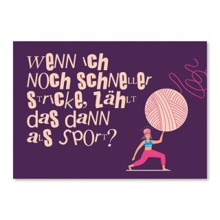 Postkarte "Stricken als Sport"