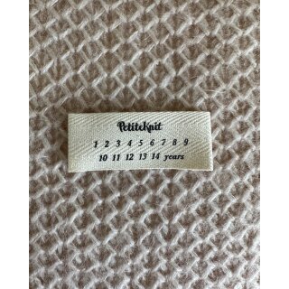 Textillabel mit Kindergrößen PetiteKnit