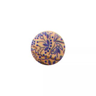 12mm Holzknopf Öse "Muster" blau