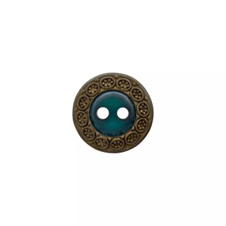15mm Metall/Polyesterknopf 2-Loch, petrol