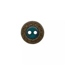 15mm Metall/Polyesterknopf 2-Loch, petrol