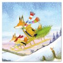 Karte "Fox Sledge Xmas" 6Stk