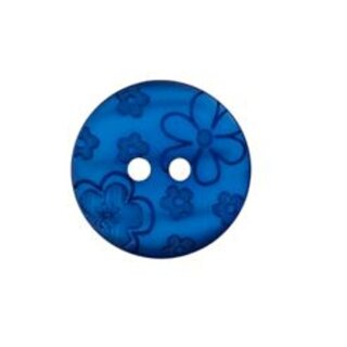 12mm Polyesterknopf "Blumenmuster" blau