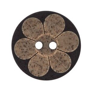 20mm Polyesterknopf "Blume" schwarz