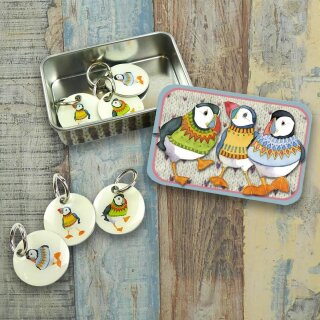 Maschenmarkierer Dose "Woolly Puffins II"