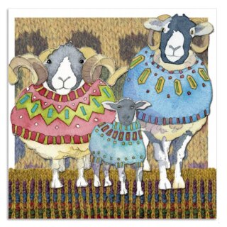 Karte "Two Woolly Sheep and a lamb"