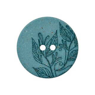 Knopf  "Hanf Floral" 23mm dunkeltürkis