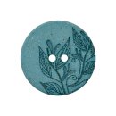 23mm Hanfknopf "Floral" dunkeltürkis