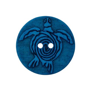 Knopf "Polyester Schildkröte" 23 mm  blau