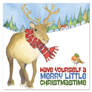 Weihnachtskarte "Reindeer & Robin"