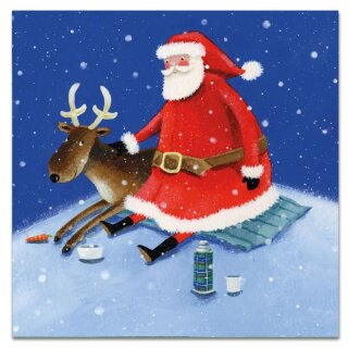 Weihnachtskarte "Santa & Reindeer" 6er Pack
