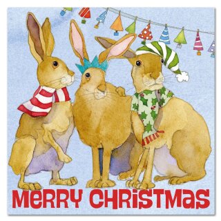 Weihnachtskarte "Three Hares"