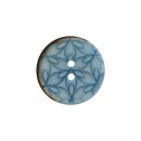 23mm Steinnuss-Knopf "Blume" blau-