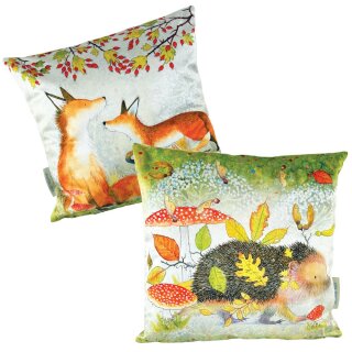 Samtkissen "Fox & Hedgehog"